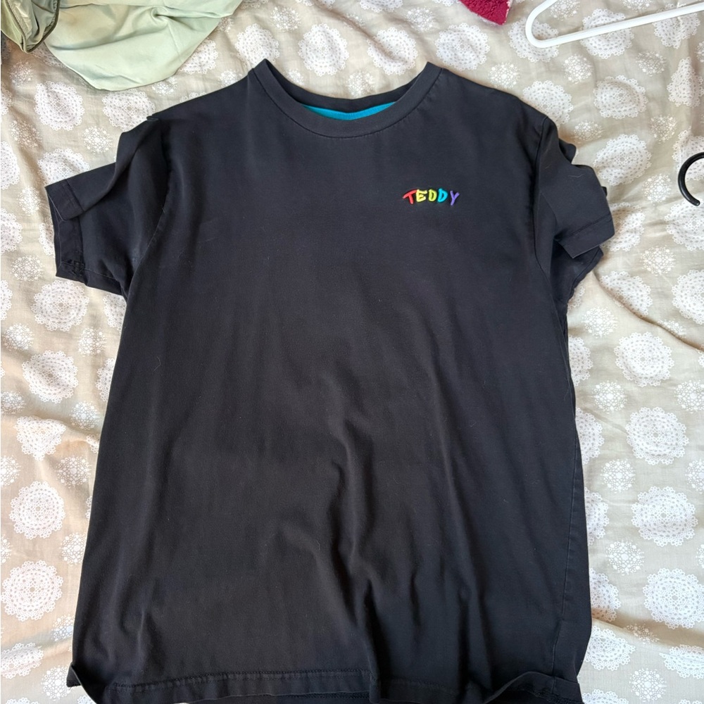 Teddy Fresh Black Tee with Multicolor Logo